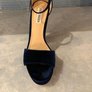 Navy Sued Platform Heels